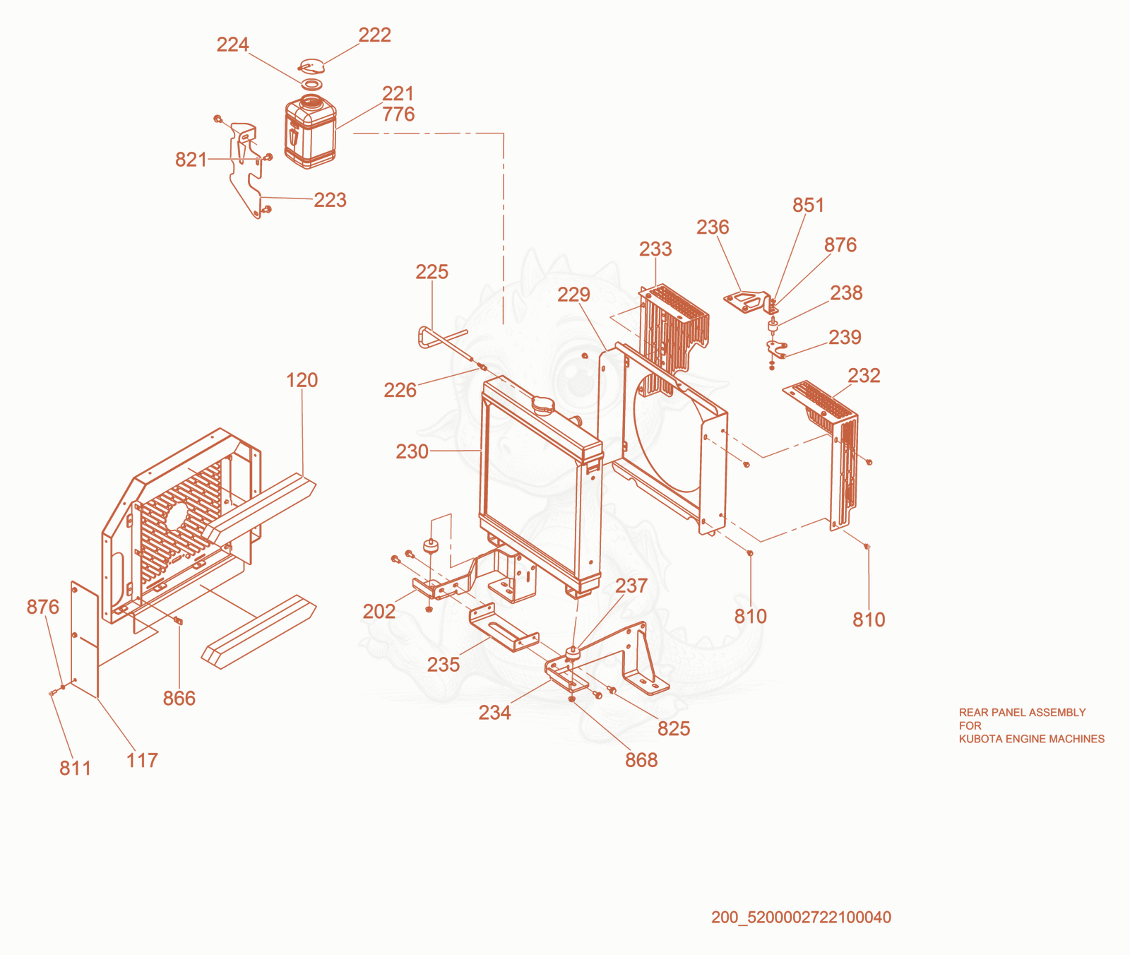 Exploded parts diagram of the Radiator cpl. of a Wacker Neuson LTN8K-VS, with numbered balloons