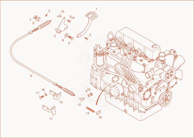 Exploded parts diagram of the speed actuating of a Wacker Neuson 5001, with numbered balloons