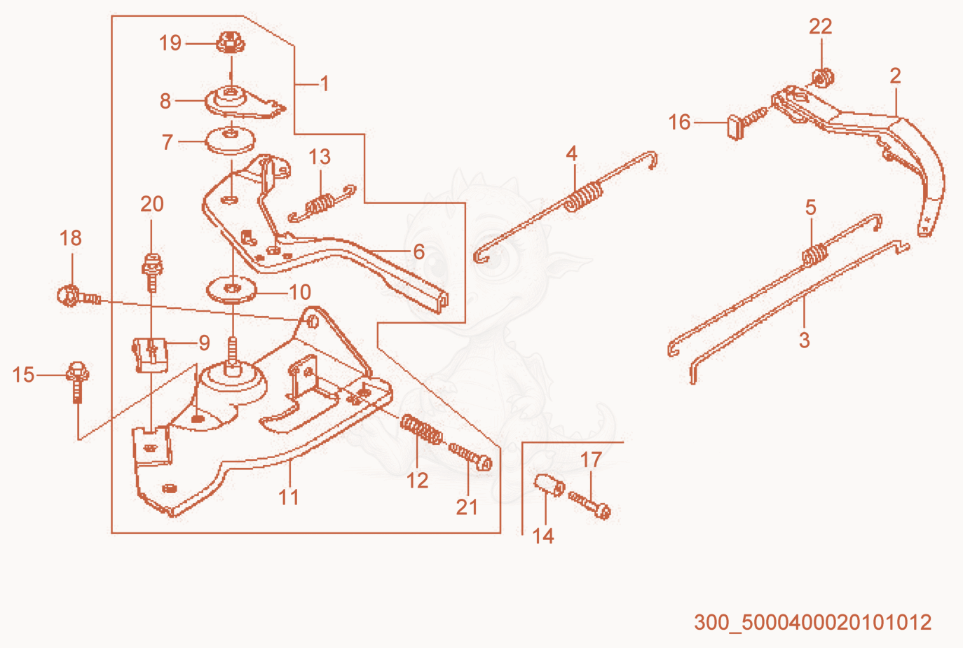 Despiece del Governor de una máquina Wacker Neuson WP1235AW-L, con globos numerados