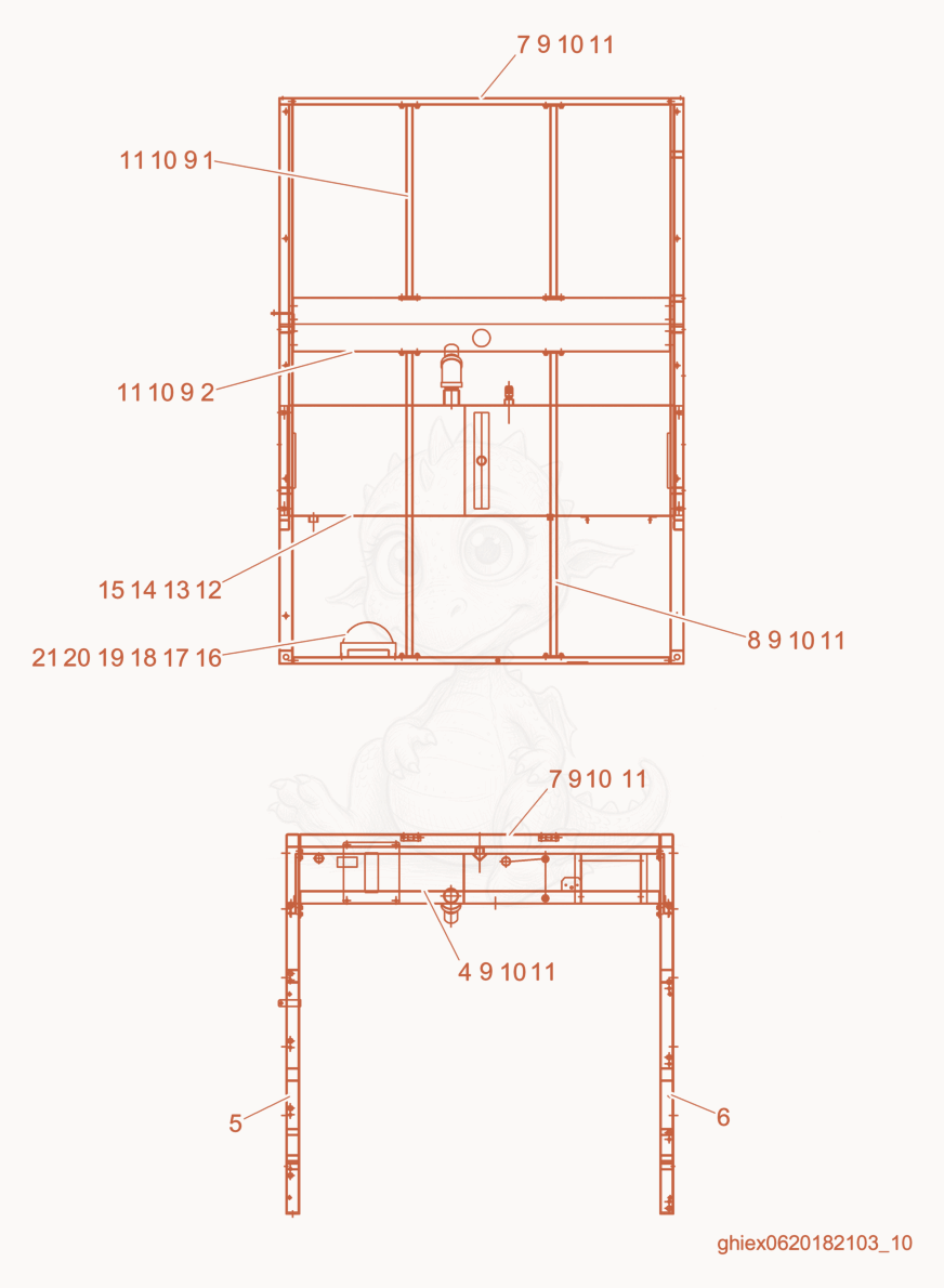 Exploded parts diagram of the Enclosure cpl. (1) of a Wacker Neuson S3000, with numbered balloons