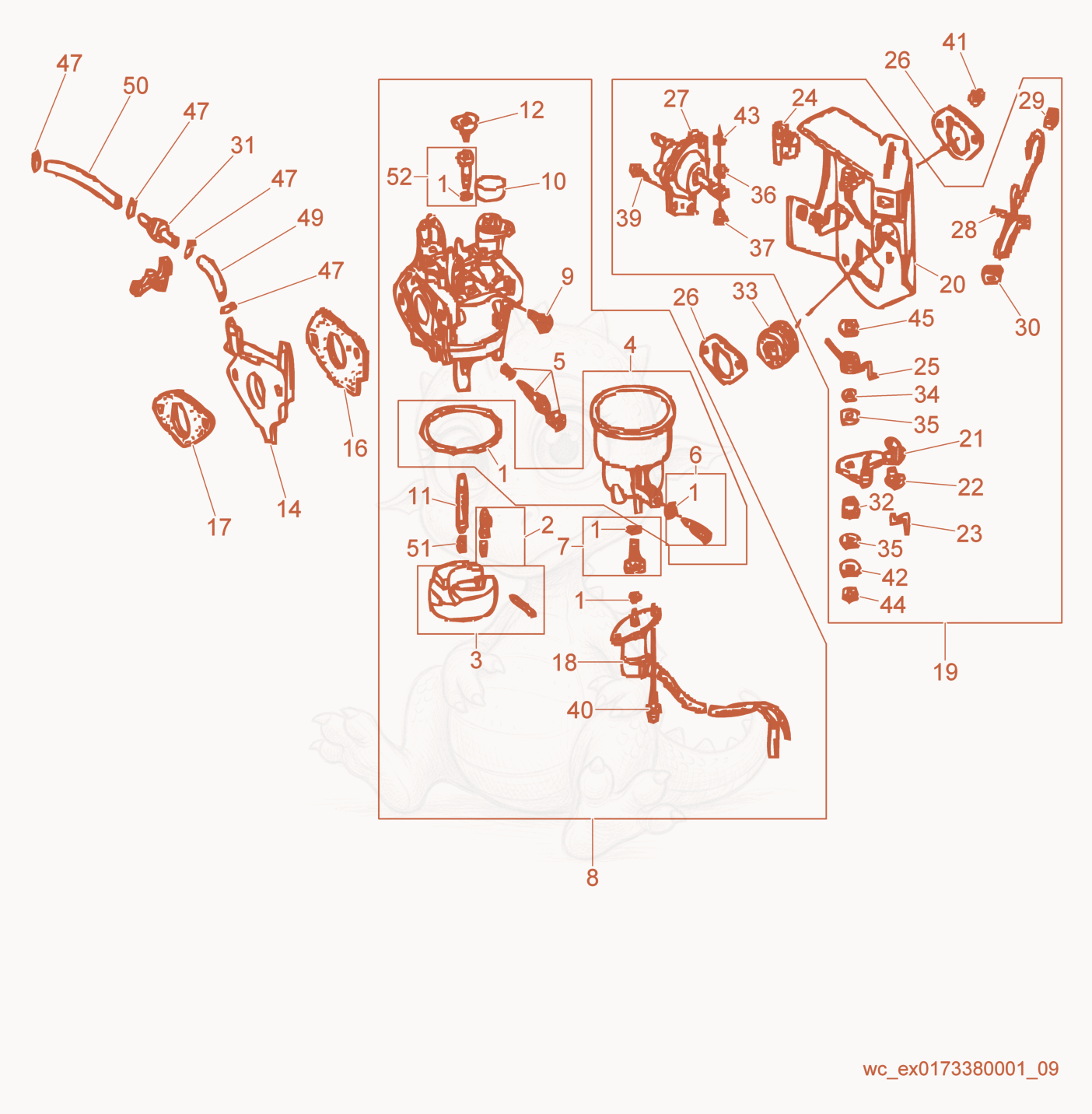 Exploded parts diagram of the Carburetor of a Wacker Neuson GPS6600A, with numbered balloons