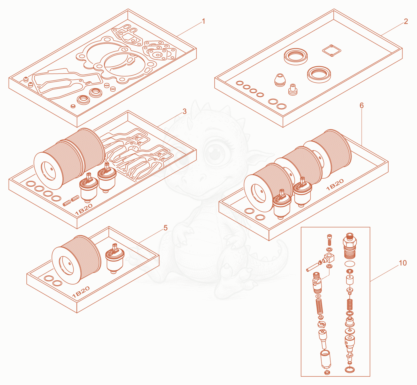 Exploded parts diagram of the Spare Parts Kits of a Wacker Neuson DPU2550H, with numbered balloons