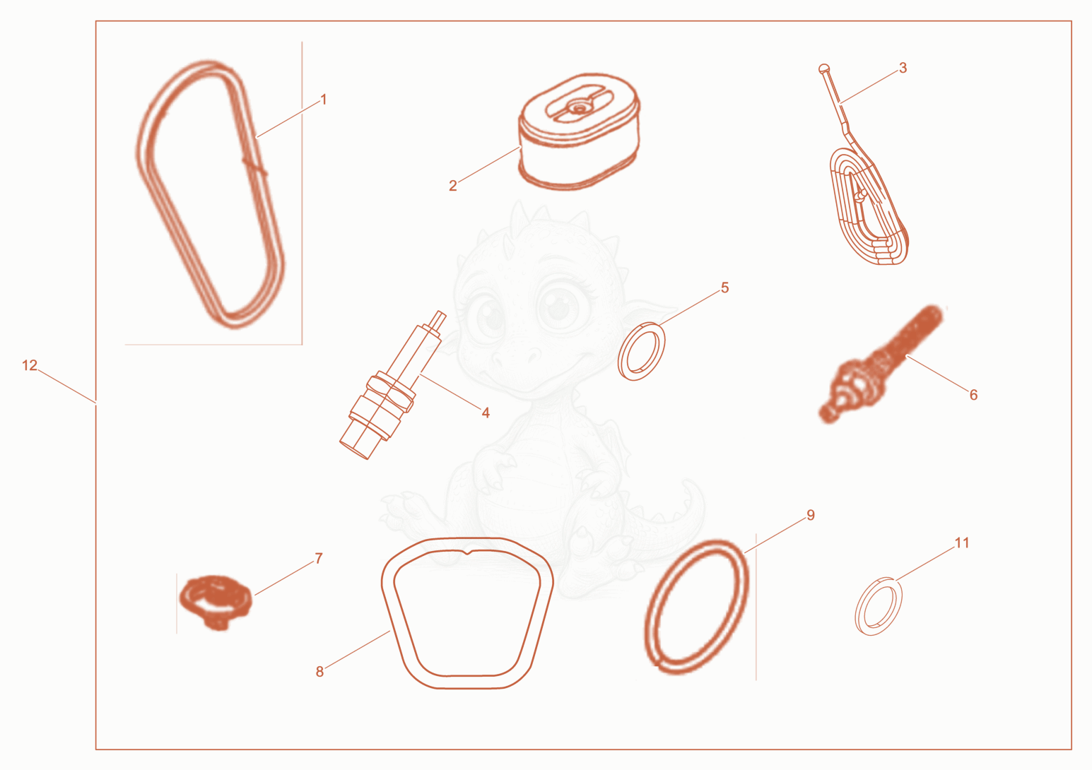 Exploded parts diagram of the Maintenance kit of a Wacker Neuson VP1135AWUS, with numbered balloons