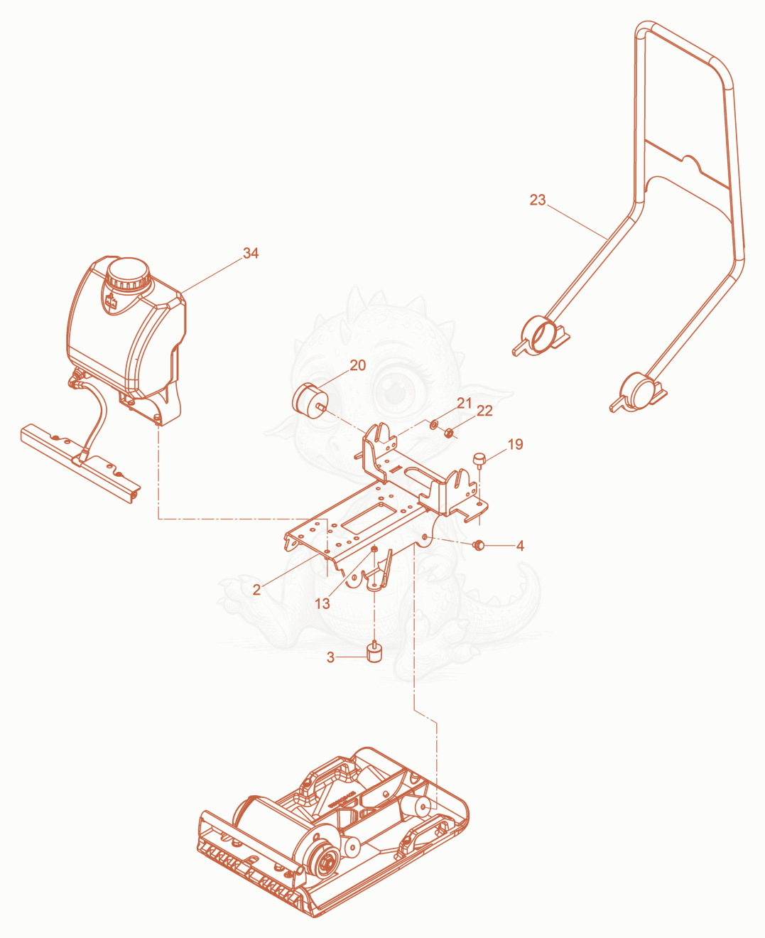 Exploded parts diagram of the Vibration Plate of a Wacker Neuson VP1340AWLOXAM, with numbered balloons