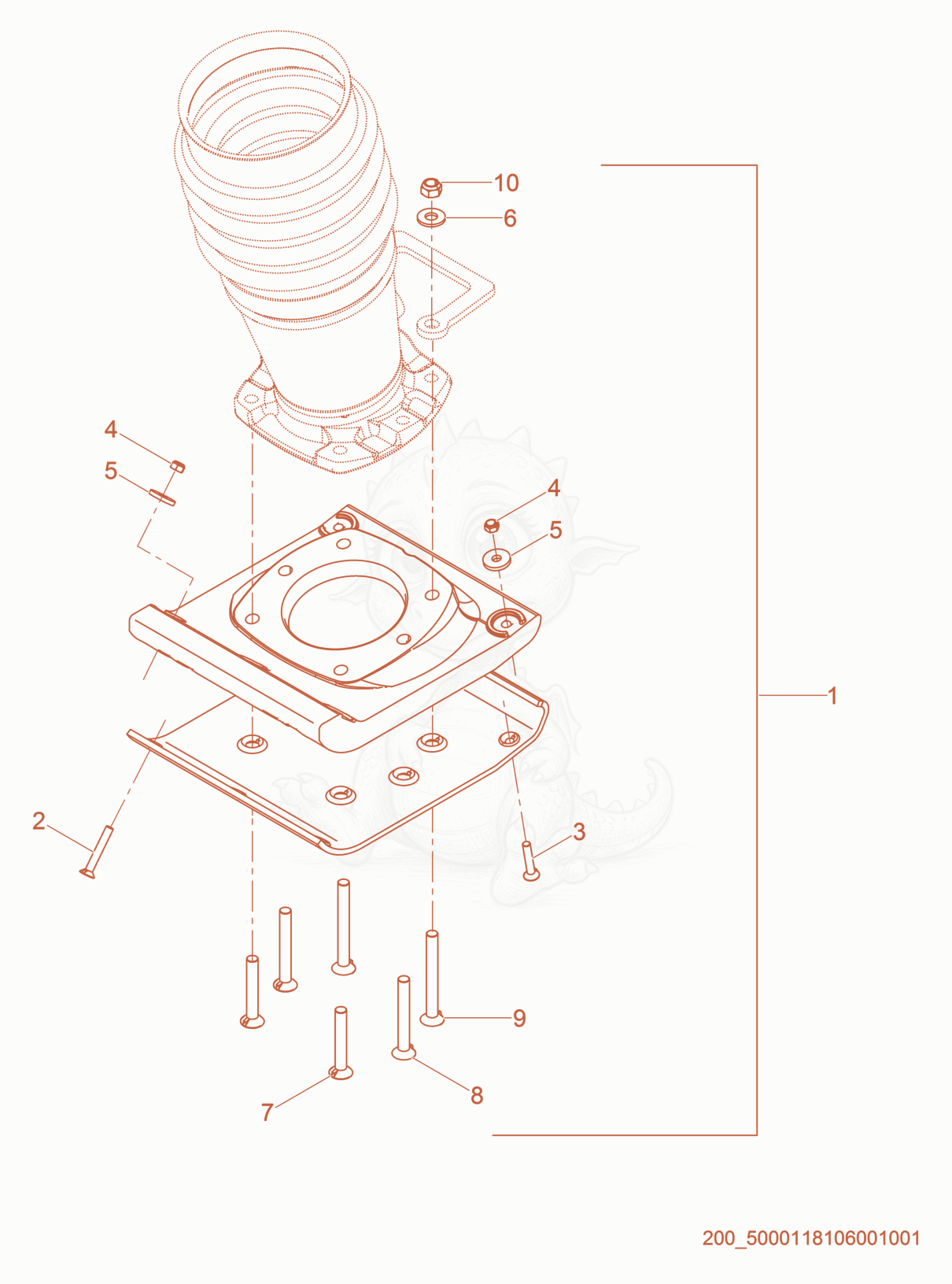 Exploded parts diagram of the Ramming Shoe Kit of a Wacker Neuson BS60-2I, with numbered balloons