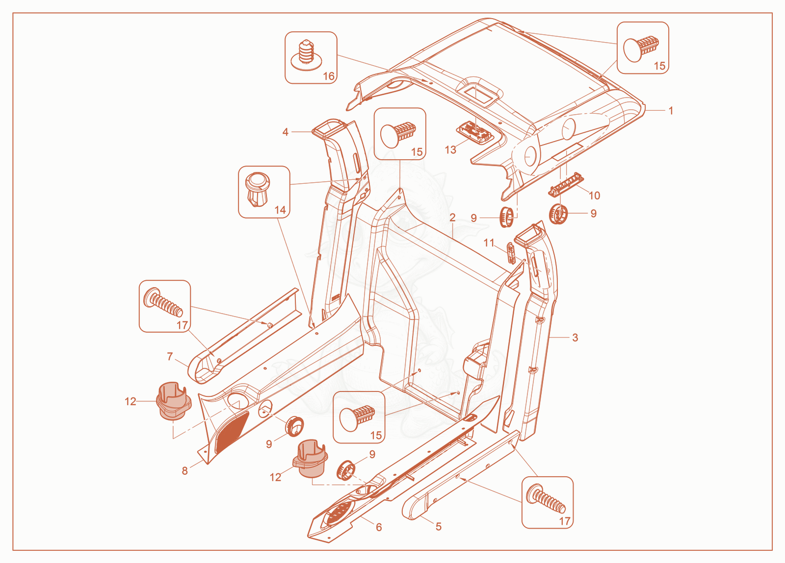 Exploded parts diagram of the Cabin Interior (HVAC) of a Wacker Neuson ST27, with numbered balloons