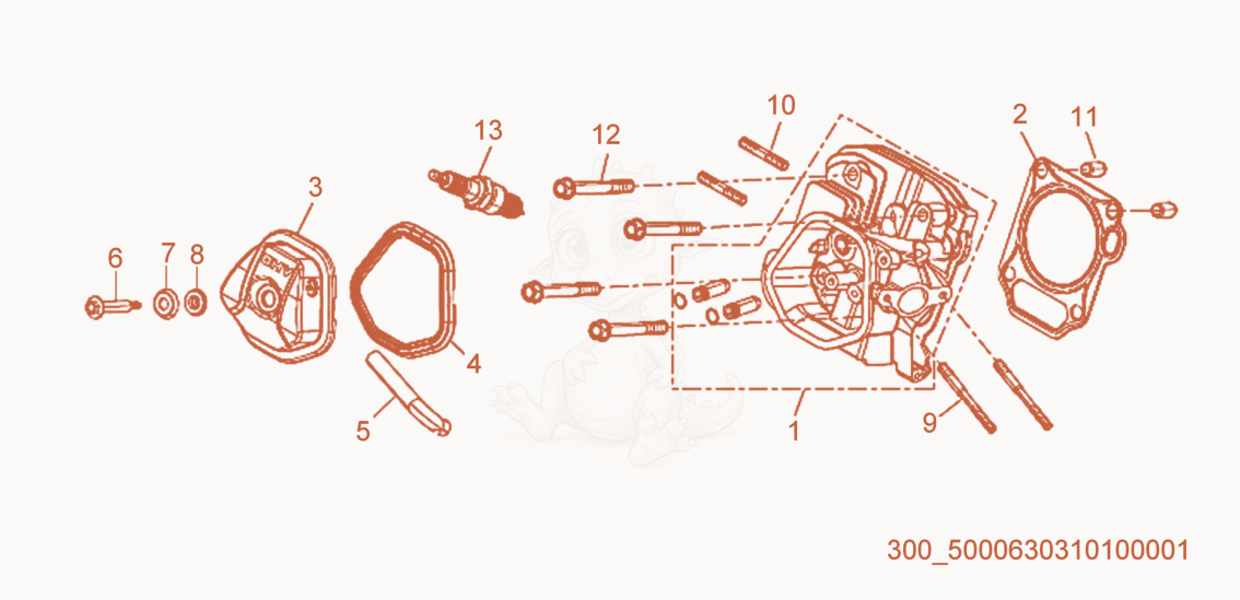 Exploded parts diagram of the Cylinder Head of a Wacker Neuson ML440, with numbered balloons