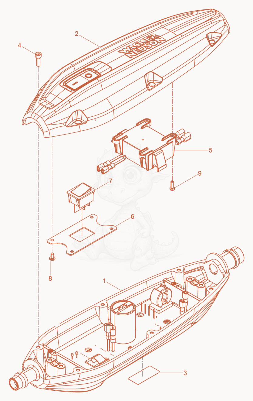 Exploded parts diagram of the Converter cpl. of a Wacker Neuson IEC45/230/10, with numbered balloons