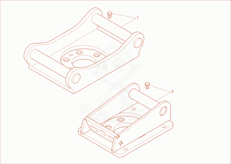 Exploded parts diagram of the adapter plate option of a Wacker Neuson EW65, with numbered balloons