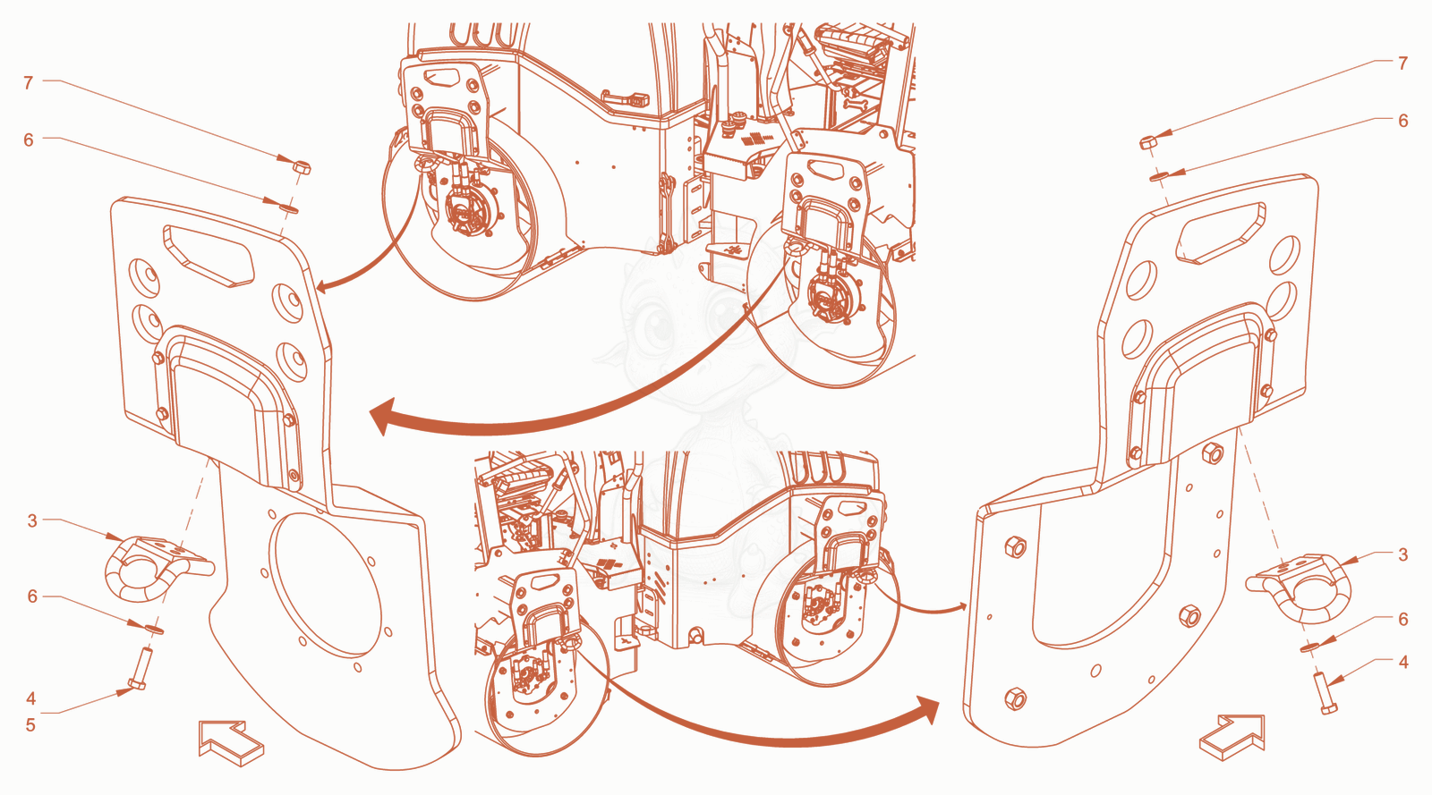 Exploded parts diagram of the main frame and assemblies of a Wacker Neuson RD24-100OUS, with numbered balloons