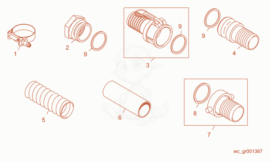 Exploded parts diagram of the Pump Accessories of a Wacker Neuson PS47503HF, with numbered balloons