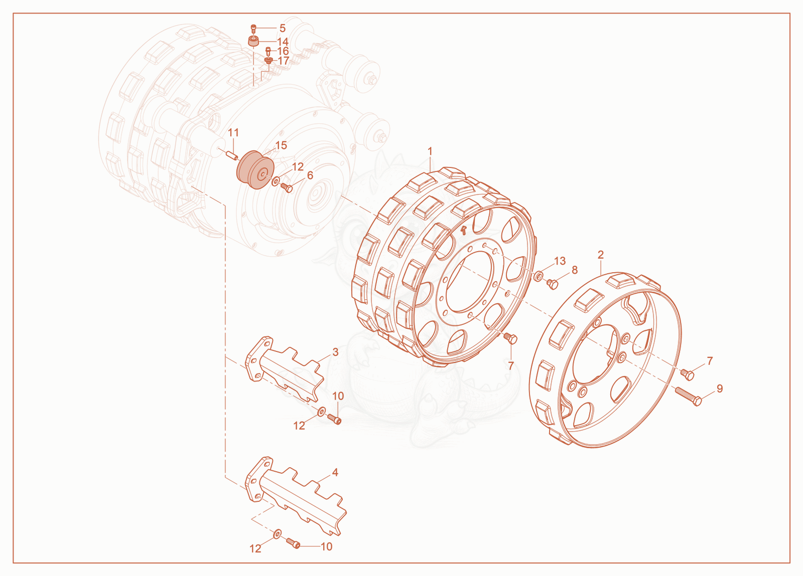 Exploded parts diagram of the Standard Drum of a Wacker Neuson RTSC3, with numbered balloons