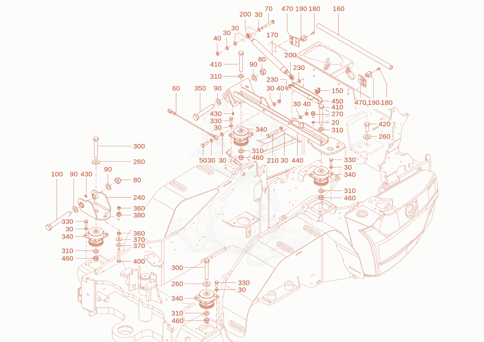 Exploded parts diagram of the Lower part mounting of a Wacker Neuson WL28(A01-01), with numbered balloons