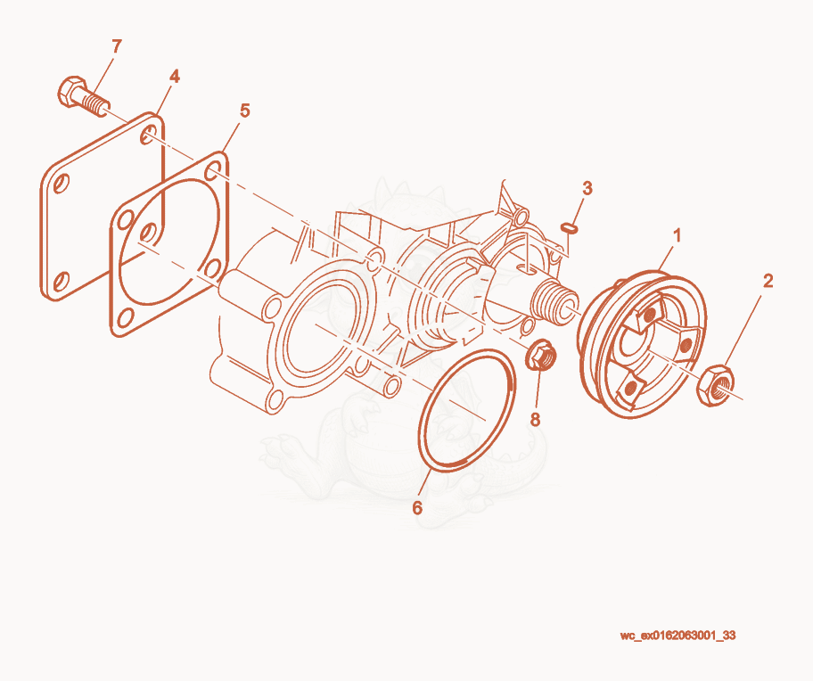 Exploded parts diagram of the Crankshaft Pulley of a Wacker Neuson RD27-120, with numbered balloons