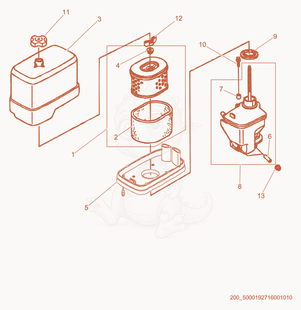 Exploded parts diagram of the Air Cleaner cpl. of a Wacker Neuson CT36-8A-V, with numbered balloons