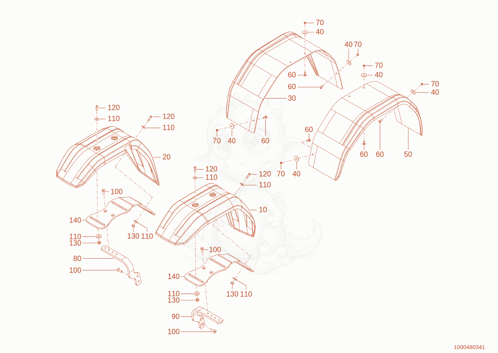 Exploded parts diagram of the wheel cover of a Wacker Neuson WL20E(A09-01), with numbered balloons