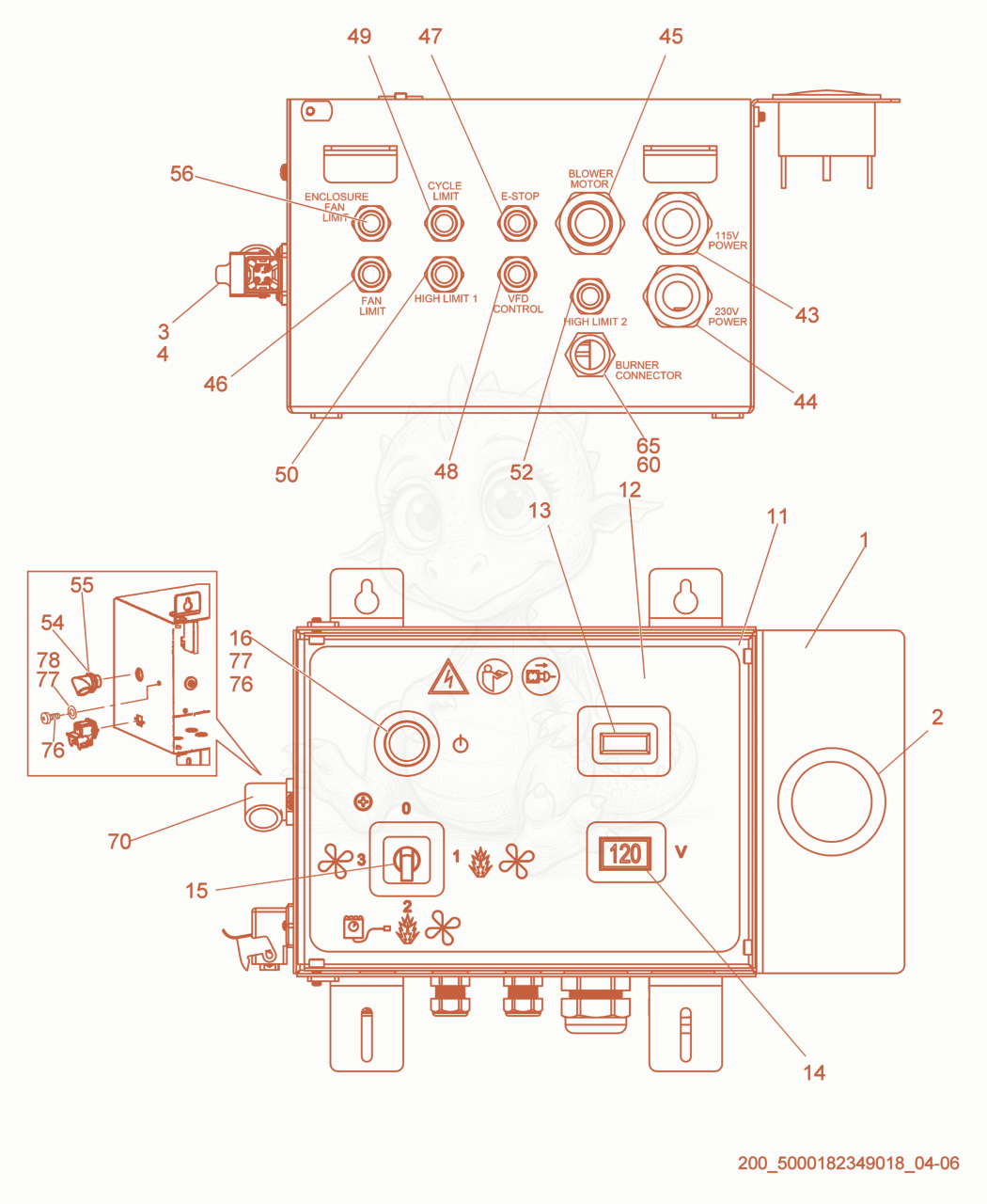 Despiece del Control Panel cpl. 1 de una máquina Wacker Neuson HI750D, con globos numerados