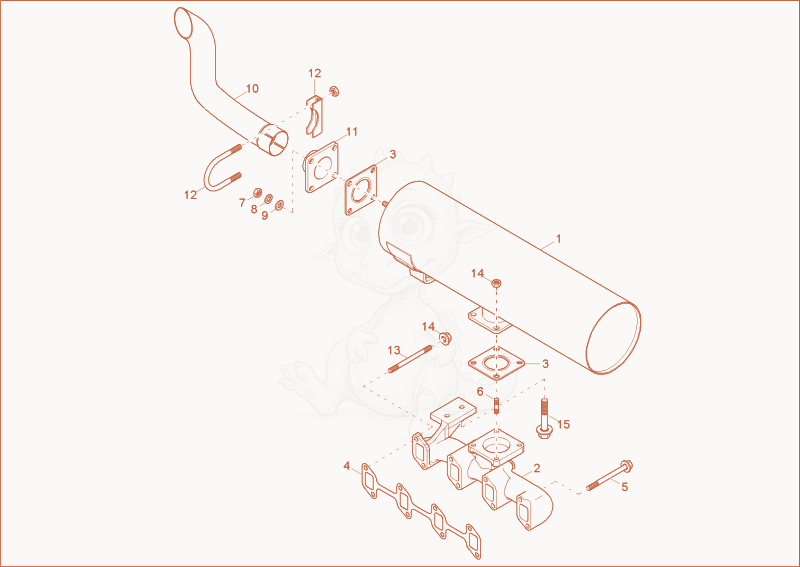 Exploded parts diagram of the exhaust of a Wacker Neuson 3503RD, with numbered balloons