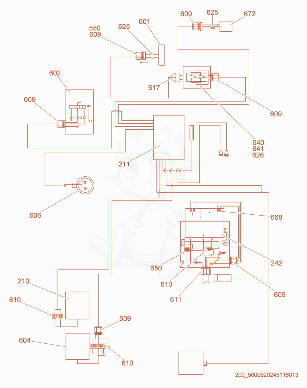 Exploded parts diagram of the Wiring Diagram - Main Wiring Harness of a Wacker Neuson PUREHEAT, with numbered balloons