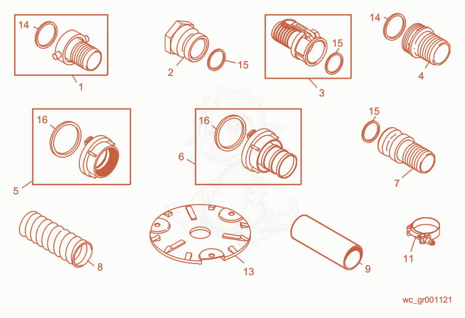 Exploded parts diagram of the Pump Accessories of a Wacker Neuson PSA2800, with numbered balloons