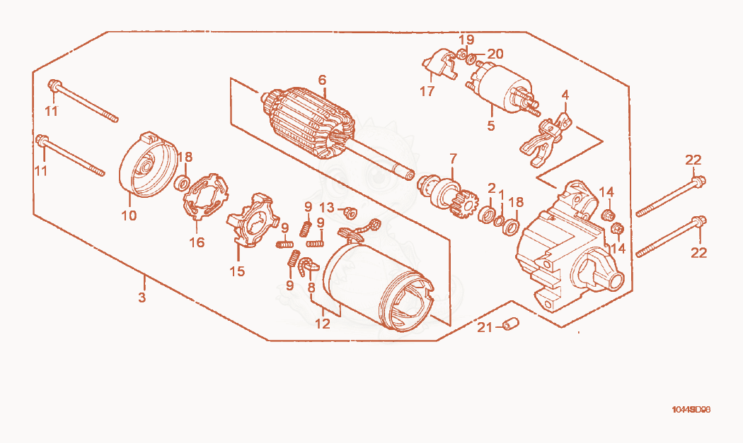 Exploded parts diagram of the Starter of a Wacker Neuson RD11AEC, with numbered balloons