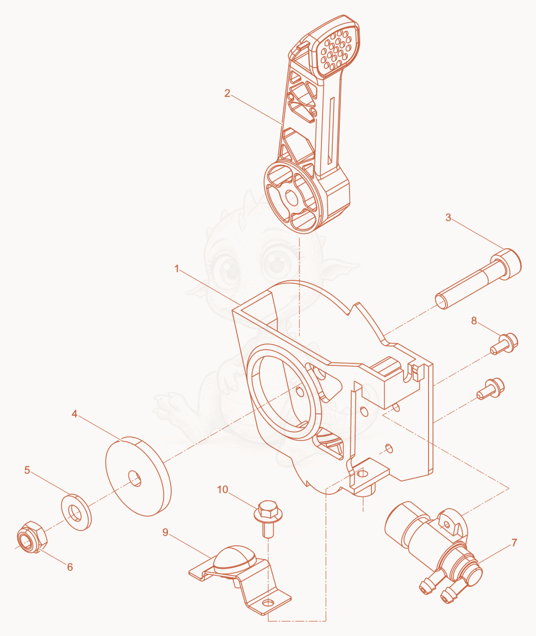 Despiece del Throttle Control cpl. de una máquina Wacker Neuson BS60-2PLUS11IN, con globos numerados