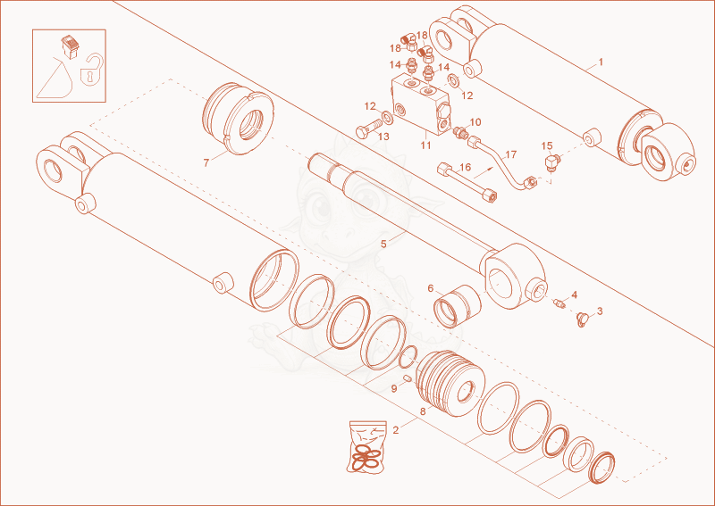 Exploded parts diagram of the swivel bucket of a Wacker Neuson 9503, with numbered balloons