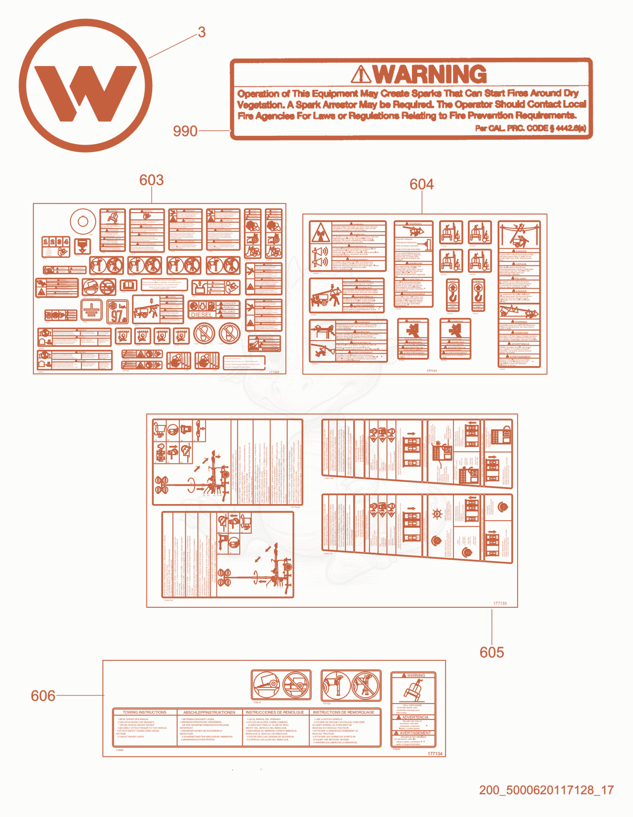 Exploded parts diagram of the Labels of a Wacker Neuson LTN6K, with numbered balloons