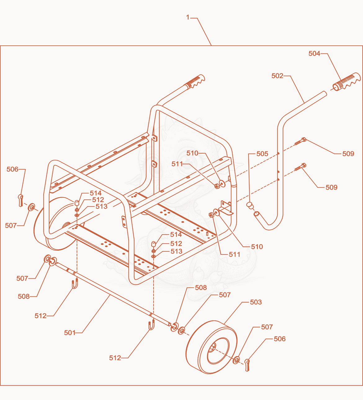 Exploded parts diagram of the Wheel Kit of a Wacker Neuson GS4.6A, with numbered balloons