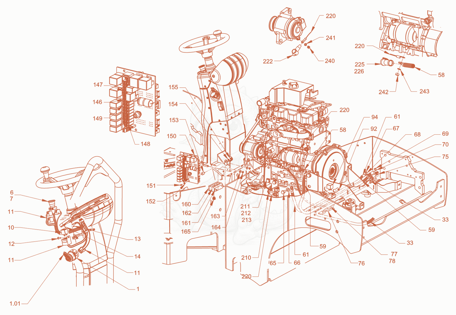 Exploded parts diagram of the electrical system of a Wacker Neuson RD28-120CCN, with numbered balloons
