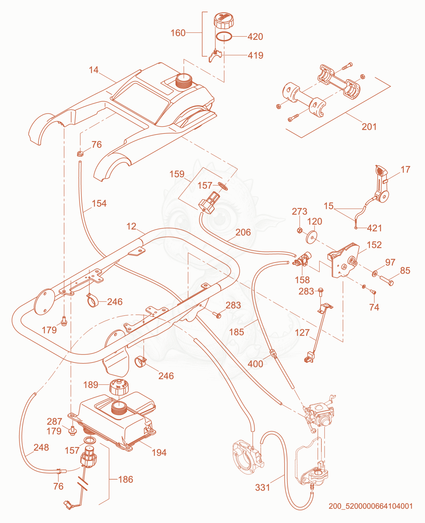 Exploded parts diagram of the Guide Handle cpl. of a Wacker Neuson BS60-2I, with numbered balloons