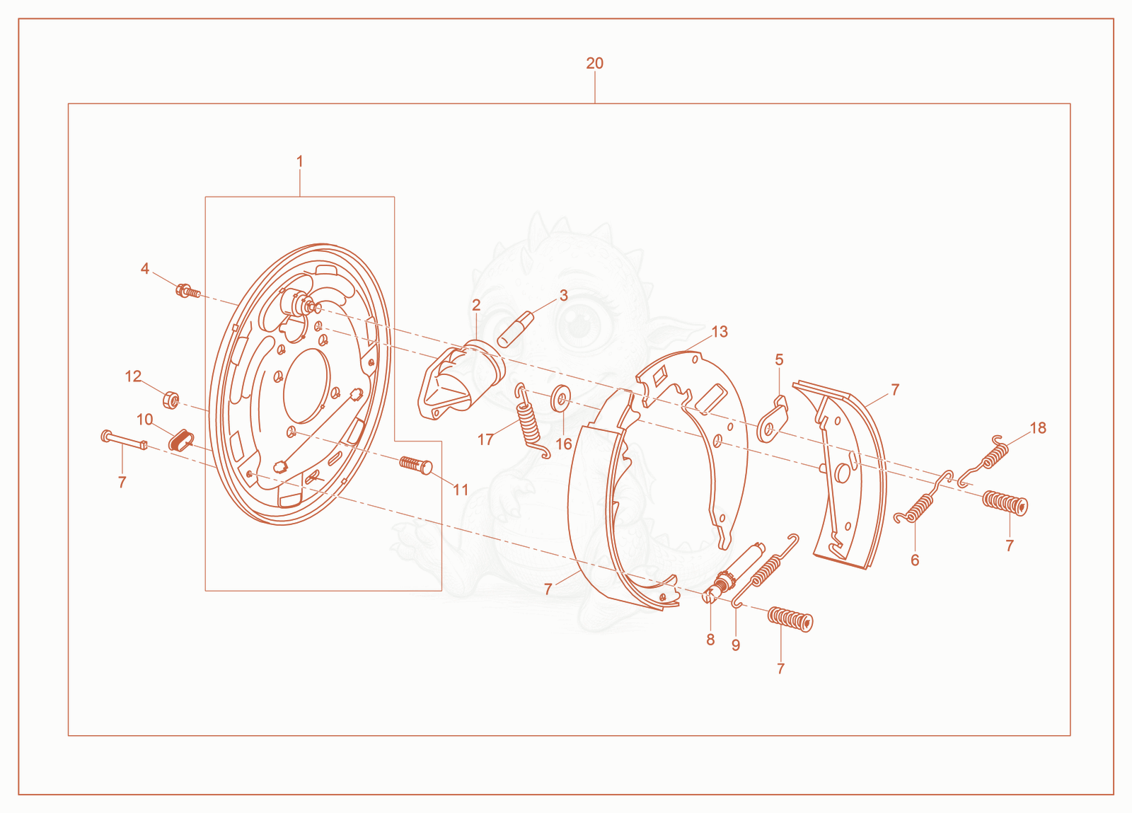 Exploded parts diagram of the Hydraulic Brake cpl. of a Wacker Neuson MGT2SD, with numbered balloons
