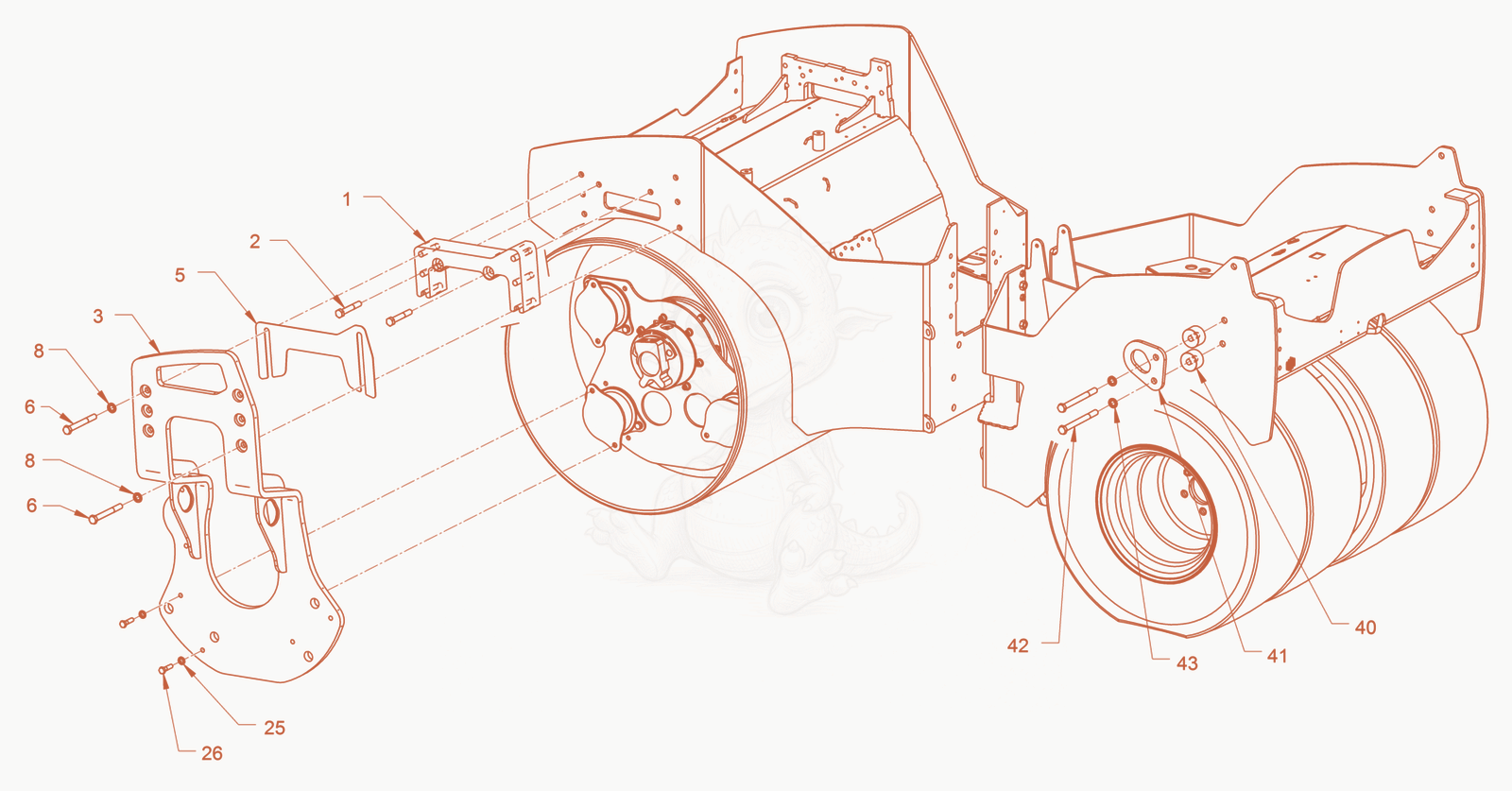 Exploded parts diagram of the suspension of a Wacker Neuson RD40-130C, with numbered balloons