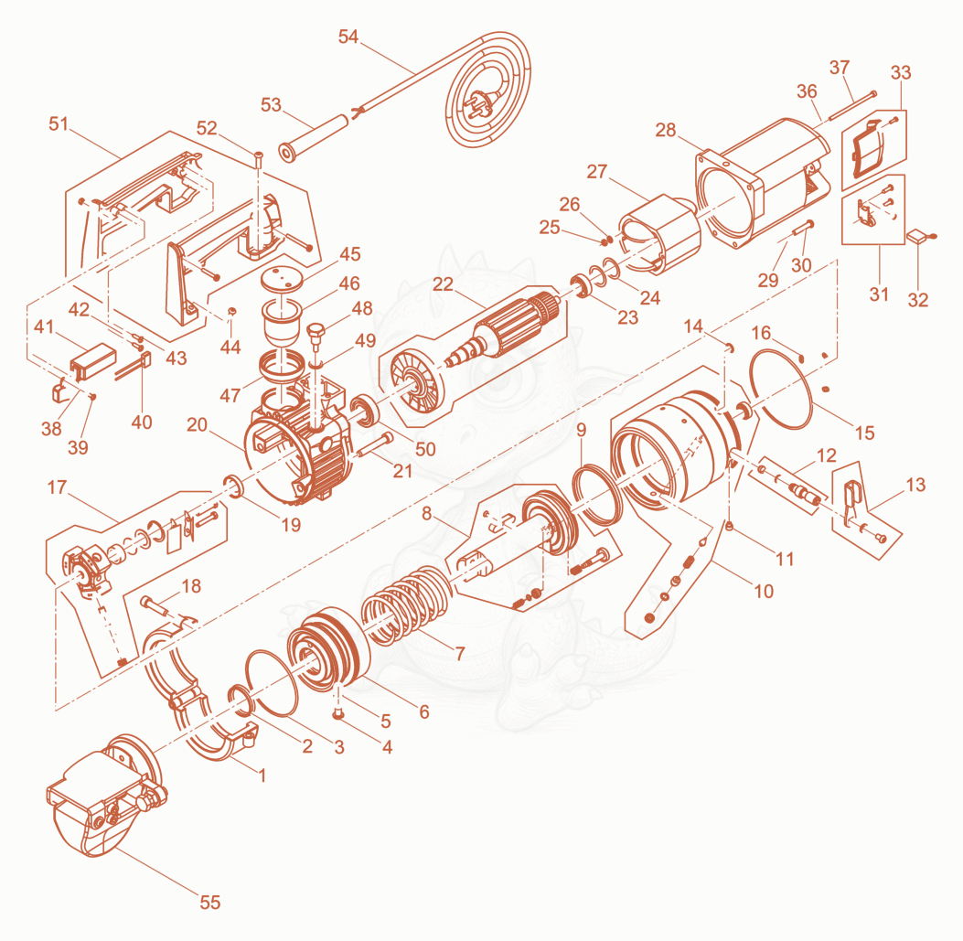 Exploded parts diagram of the Reinforcement Cutting Equipment of a Wacker Neuson RCP-25/115, with numbered balloons