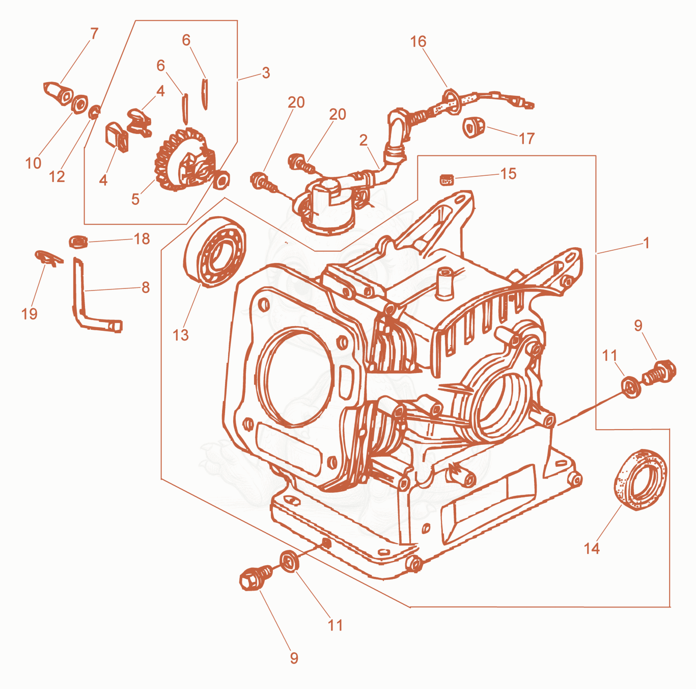 Exploded parts diagram of the Engine Block of a Wacker Neuson PDT2A, with numbered balloons