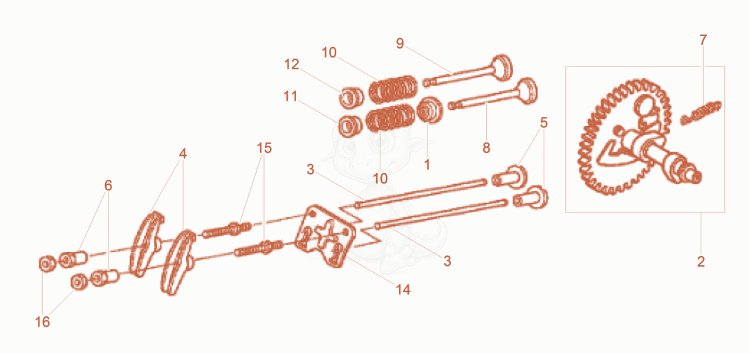 Exploded parts diagram of the Camshaft of a Wacker Neuson BPS1340AW, with numbered balloons