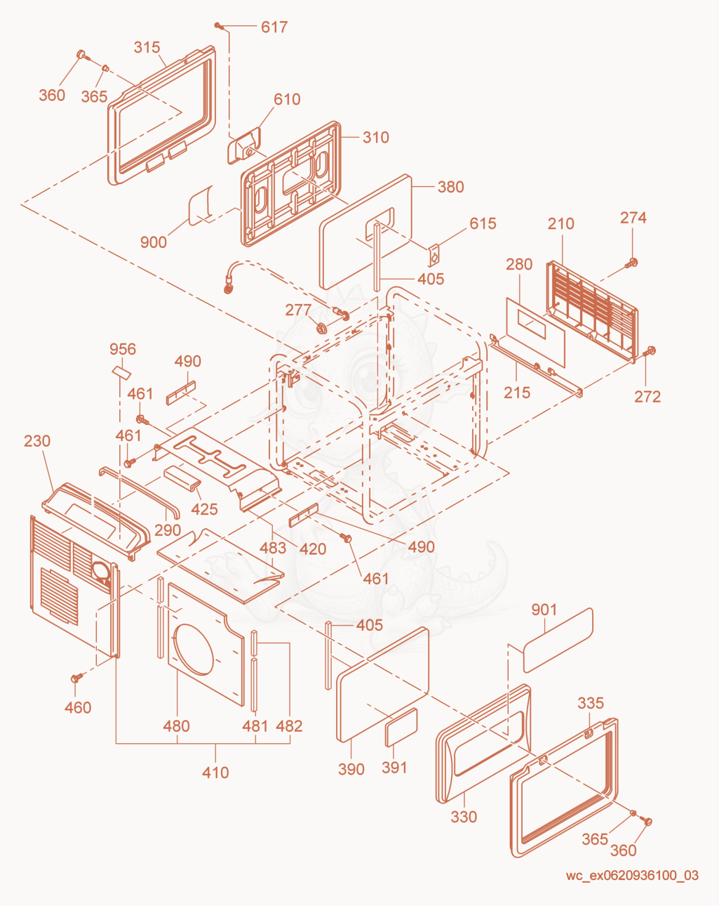 Exploded parts diagram of the Panel cpl. of a Wacker Neuson GPSI3200, with numbered balloons