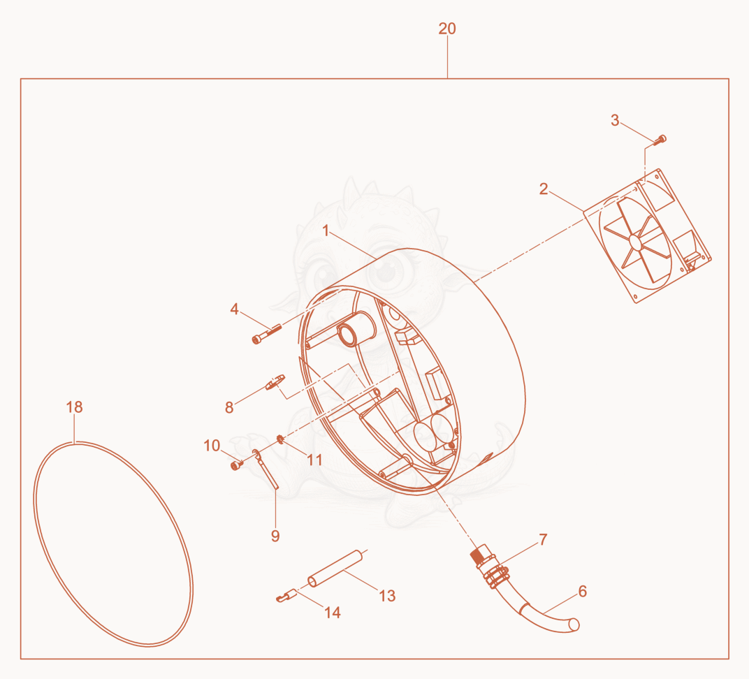 Exploded parts diagram of the Converter-Holder cpl. of a Wacker Neuson KTU1/120/200W, with numbered balloons