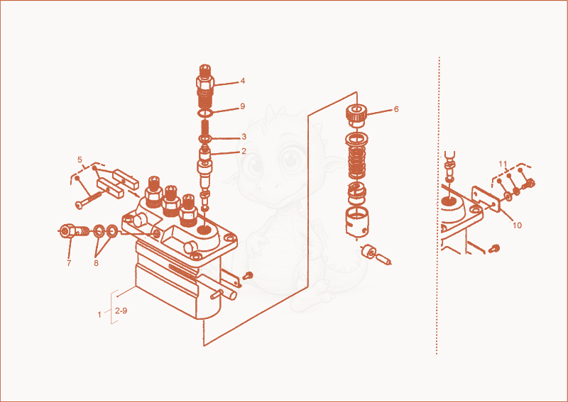 Exploded parts diagram of the injection pump of a Wacker Neuson 3501AA, with numbered balloons