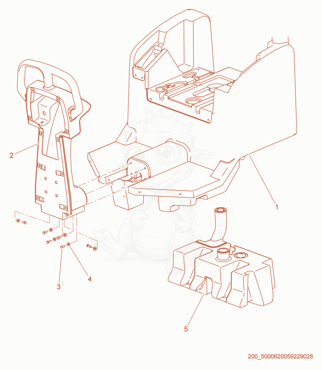 Exploded parts diagram of the Water Tank/Console of a Wacker Neuson RD12-90, with numbered balloons