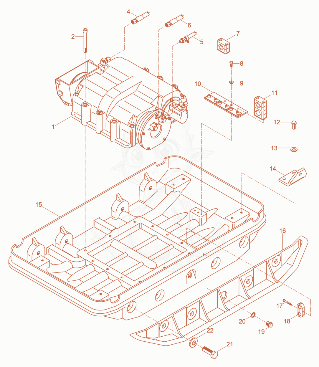 Despiece del Baseplate cpl. de una máquina Wacker Neuson DPU7060FET, con globos numerados