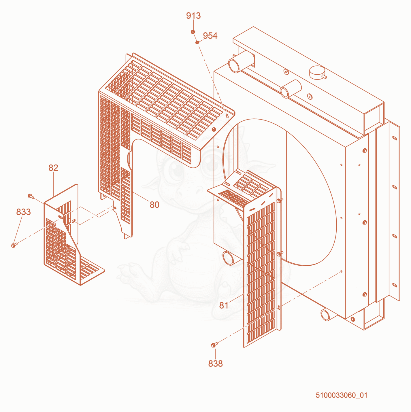 Exploded parts diagram of the Fan Guard of a Wacker Neuson G120, with numbered balloons