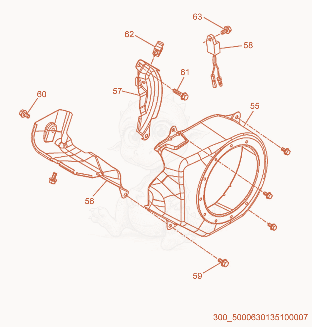 Exploded parts diagram of the Blower Housing of a Wacker Neuson ML240, with numbered balloons