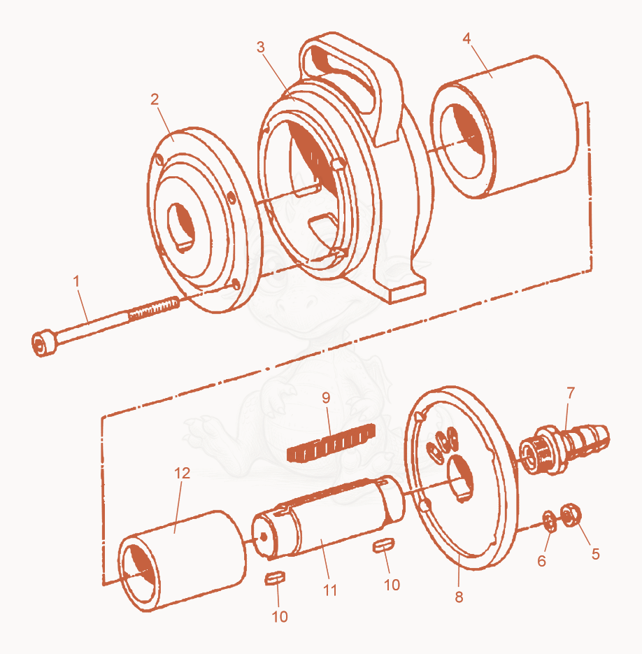 Despiece del External Vibrator cpl. de una máquina Wacker Neuson PAR27/2, con globos numerados