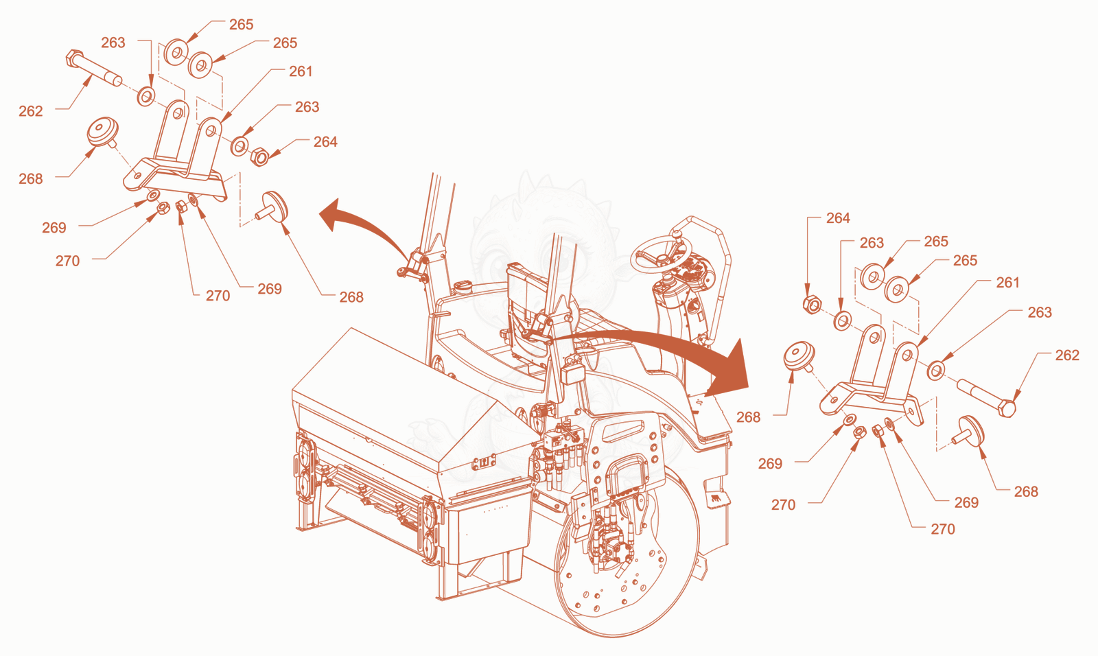 Exploded parts diagram of the cylinder spreader of a Wacker Neuson RD28-120DPF, with numbered balloons