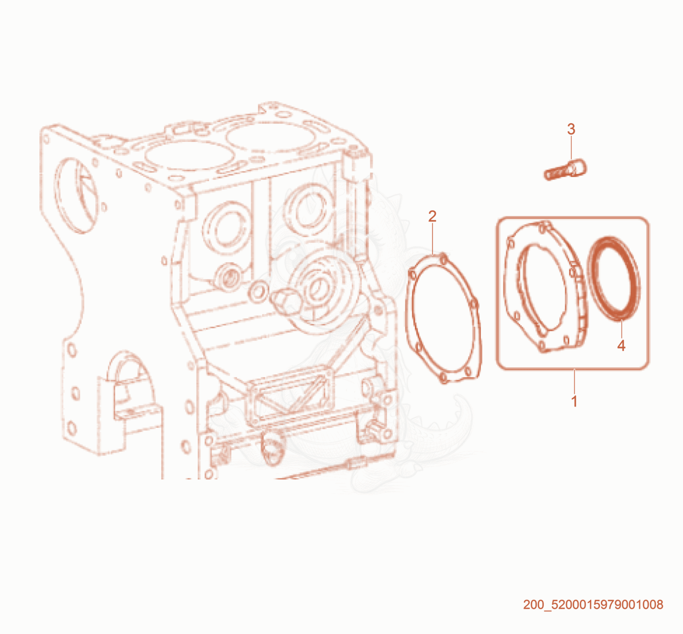 Exploded parts diagram of the Flywheel Side Support of a Wacker Neuson RTL82-SC3, with numbered balloons