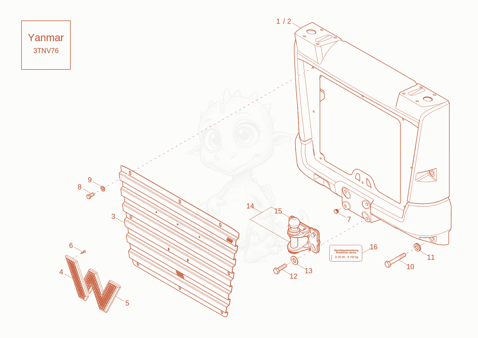 Exploded parts diagram of the FENDER of a Wacker Neuson DW20-2, with numbered balloons