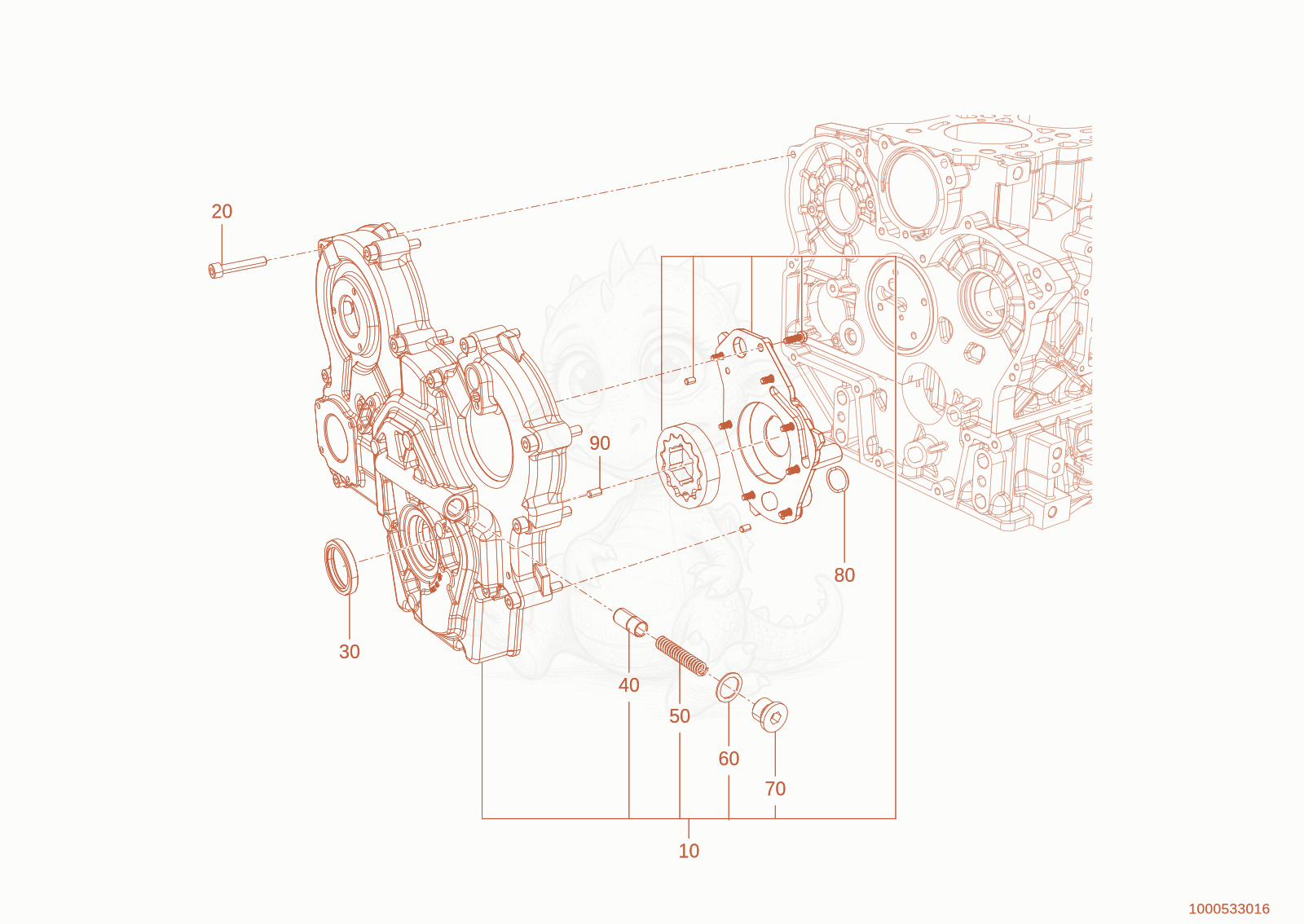 Despiece del control cover de una máquina Wacker Neuson WL950(A05-01), con globos numerados