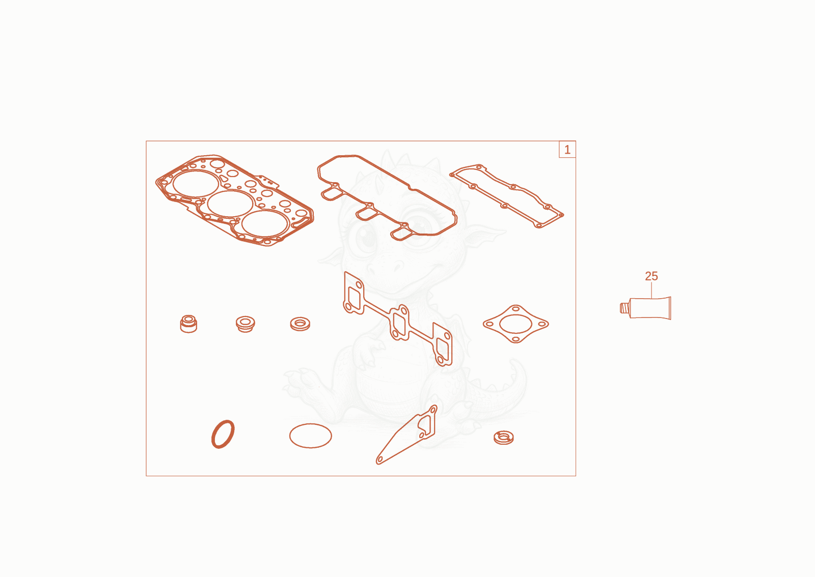 Exploded parts diagram of the seal of a Wacker Neuson 803-2, with numbered balloons