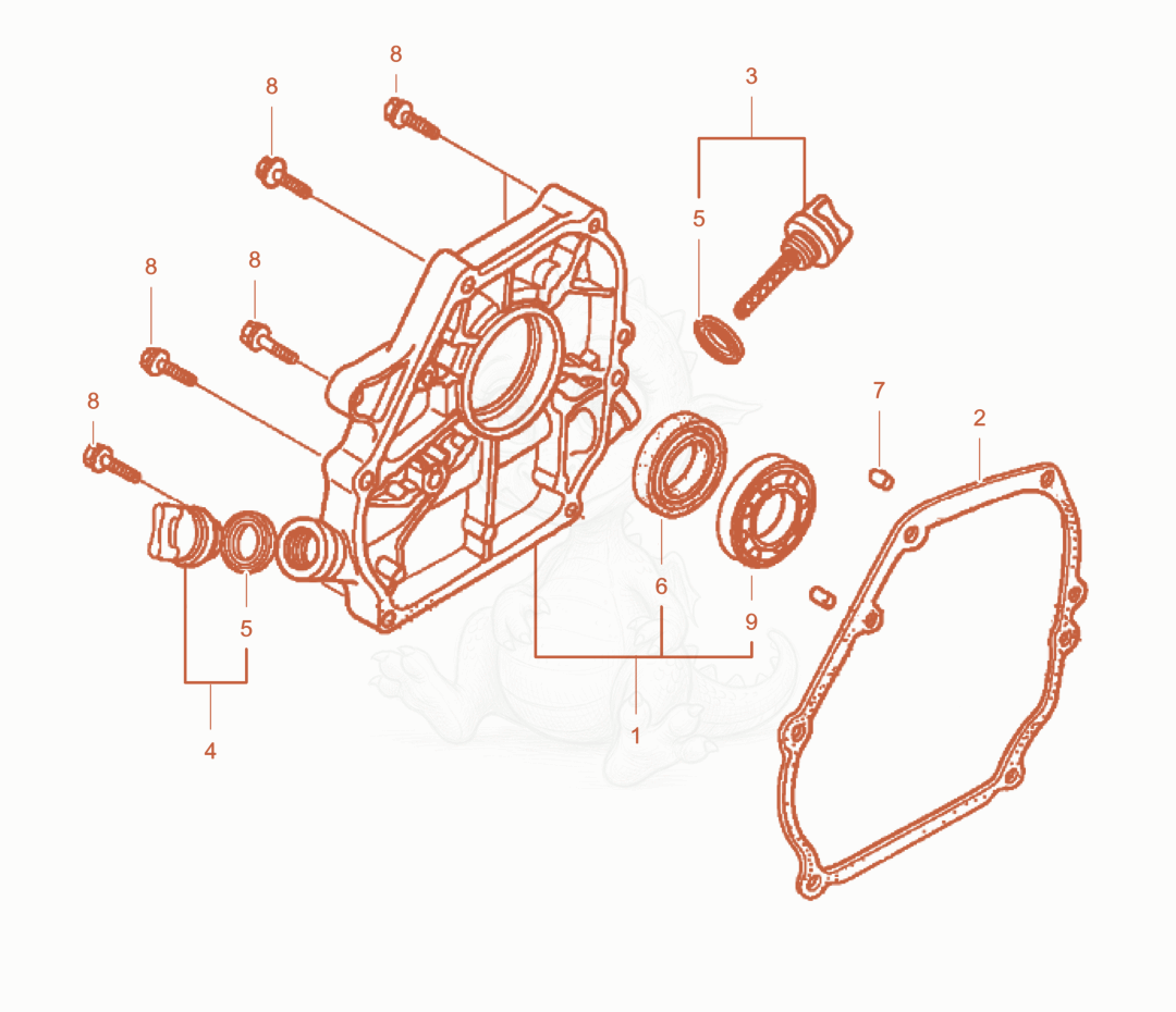 Despiece del Crankcase cover cpl. de una máquina Wacker Neuson WPU1550AW-US, con globos numerados